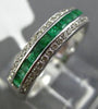 ESTATE .73CT DIAMOND & AAA EMERALD 18K WHITE GOLD SEMI ETERNITY ANNIVERSARY RING