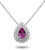 ESTATE 1.06CT DIAMOND & AAA PINK SAPPHIRE 18KT WHITE GOLD 3D PEAR SHAPE NECKLACE