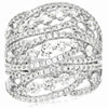 ESTATE LARGE 2.1CT DIAMOND 14K WHITE GOLD MULTI ROW CRISS CROSS ANNIVERSARY RING