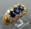 ESTATE 1.25CT DIAMOND & AAA SAPPHIRE 18KT YELLOW GOLD 3D 3 STONE HALO FUN RING