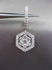 ESTATE LARGE 2.25CT DIAMOND 18KT WHITE GOLD 3D HEXAGON CLUSTER HANGING EARRINGS