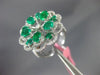 ESTATE LARGE 3.12CT DIAMOND & AAA EMERALD 18KT WHITE GOLD 3D FLOWER LOVE RING