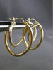 ESTATE 14KT YELLOW GOLD 3D CLASSIC ELONGATED CIRCULAR RING SHINY HOOP EARRINGS