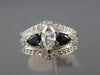 ESTATE 1.57CT DIAMOND & SAPPHIRE 14KT WHITE GOLD 3D 3 STONE LOVE ENGAGEMENT RING