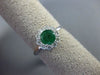 ESTATE .90CT DIAMOND & AAA EMERALD 14KT WHITE GOLD 3D FLOWER CLASSIC LOVE RING