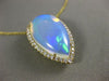 LARGE 7.87CT DIAMOND & AAA OPAL 14KT YELLOW GOLD 3D FILIGREE TEAR DROP PENDANT