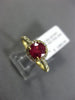 ESTATE 1.48CT DIAMOND & AAA RUBY 14KT YELLOW GOLD 3D ROUND HALO ENGAGEMENT RING