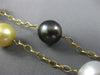 ESTATE LARGE & LONG AAA MULTI COLOR PEARLS 14KT YELLOW GOLD 3D FILIGREE NECKLACE