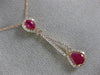 ESTATE 1.57CT DIAMOND & AAA RUBY 14KT ROSE GOLD 3D TEAR DROP FLOATING PENDANT
