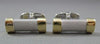 ESTATE LARGE 14K WHITE & YELLOW GOLD ITALIAN RECTANGULAR BAR CUFF LINKS #21201