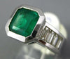 2.90CT DIAMOND & AAA EMERALD 14KT WHITE GOLD 3D SQUARE OCTAGON ENGAGEMENT RING