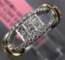 ESTATE .57CT ROUND & PRINCESS DIAMOND 18K WHITE & ROSE GOLD ETOILE HALO FUN RING