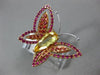 ESTATE EXTRA LARGE 2.05CT AAA MULTI GEM 18K WHITE & ROSE GOLD 3D BUTTERFLY RING