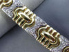 ANTIQUE WIDE 1.98CT DIAMOND 14KT WHITE & YELLOW GOLD 3D PUZZLE BRACELET #19715