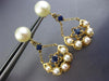 ESTATE LARGE .75CT AAA SAPPHIRE & PEARL 14KT YELLOW GOLD FLOWER HANGING EARRINGS