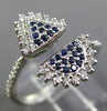 ESTATE WIDE .38CT DIAMOND & AAA SAPPHIRE 14KT WHITE GOLD MULTI SHAPE PAVE RING