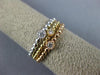 ESTATE WIDE .11CT ROUND CUT DIAMOND 18K TRI COLOR GOLD BEADED STACKABLE FUN RING