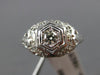 ANTIQUE .15CT DIAMOND 14KT WHITE GOLD 3D CLASSIC FILIGREE ENGAGEMENT RING #19970