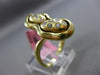 ESTATE LARGE .18CT ROUND DIAMOND 18KT YELLOW GOLD 3D ALLIGATOR ETOILE SHELL RING