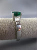 ESTATE WIDE 1.67CT DIAMOND & EMERALD 14KT WHITE GOLD 3D ENGAGEMENT RING #17814
