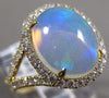 ESTATE LARGE 3.62CT DIAMOND & AAA AUSTRALIAN OPAL 14K YELLOW GOLD OVAL HALO RING
