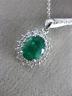 ESTATE LARGE 2.36CT DIAMOND & AAA EMERALD 18KT WHITE GOLD 3D OVAL HALO PENDANT