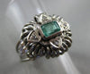 ANTIQUE .54CT DIAMOND & AAA EMERALD 14KT WHITE GOLD 3D HEART SHAPE FILIGREE RING