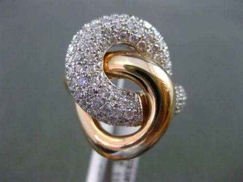 ESTATE EXTRA WIDE 2.07CT DIAMOND 14KT WHITE & ROSE GOLD 3D LOVE KNOT RING 23mm