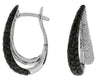 2.05CT WHITE & BLACK DIAMOND 14K WHITE GOLD MULTI ROW LEVERBACK HANGING EARRINGS