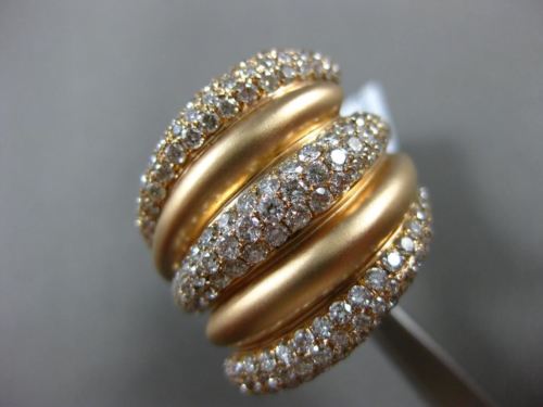 ESTATE EXTRA LARGE 2.09CT DIAMOND 18K ROSE GOLD CRISS CROSS SHINY & MATTE RING