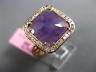 ESTATE EXTRA LARGE 5.52CT DIAMOND & AAA AMETHYST 14KT ROSE GOLD SQUARE HALO RING