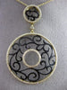 ESTATE LARGE .55CT DIAMOND 14KT YELLOW BLACK GOLD OPEN FILIGREE FLOATING PENDANT