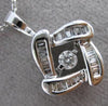 ESTATE .25CT DIAMOND 14KT WHITE GOLD SQUARE SOLITAIRE FLOATING PENDANT & CHAIN