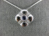 ESTATE .18CT DIAMOND & AAA SAPPHIRE 14KT WHITE GOLD 3D FLOWER SQUARE FUN PENDANT