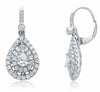 ESTATE 1.40CT DIAMOND 14KT WHITE GOLD 3D DOUBLE HALO LEVERBACK HANGING EARRINGS