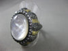 ANTIQUE LARGE .90CT DIAMOND & MOONSTONE 14KT BLACK & YELLOW GOLD 3D FLIGREE RING