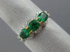 ESTATE 1.44CT DIAMOND & AAA EMERALD 18KT 2 TONE GOLD 3D PAST PRESENT FUTURE RING