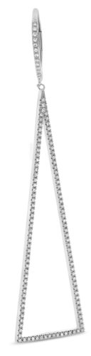 ESTATE LARGE .50CT DIAMOND 14KT WHITE GOLD TRIANGULAR DANGLING HANGING EARRINGS