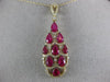 ESTATE 3.78CT DIAMOND & AAA RUBY 14KT YELLOW GOLD 3D TEAR DROP JOURNEY PENDANT