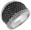 ESTATE LARGE 2.0CT WHITE & BLACK DIAMOND 14KT WHITE GOLD SEMI ETERNITY FUN RING
