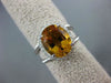 ESTATE LARGE 3.58CT DIAMOND & AAA OVAL CITRINE 14K WHITE GOLD HALO ROPE FUN RING
