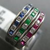ESTATE WIDE 1.09CT DIAMOND & AAA MULTI GEM 18K WHITE GOLD CLASSIC STACKABLE RING