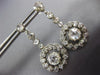 ANTIQUE LARGE  7.0CT ROSE CUT DIAMOND 14KT WHITE GOLD 3D FLOWER HANGING EARRINGS