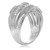 ESTATE WIDE .31CT DIAMOND 14KT WHITE GOLD MULTI ROW CRISS CROSS ANNIVERSARY RING