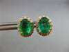 ESTATE 2.12CT DIAMOND & AAA EMERALD 14KT YELLOW GOLD 3D OVAL HALO STUD EARRINGS