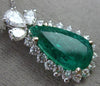 ESTATE LARGE 5.80CT DIAMOND & AAA EMERALD 14K WHITE GOLD TEAR DROP PENDANT 25759