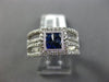 ESTATE 1.03CT ROUND & PRINCESS DIAMOND & AAA SAPPHIRE 14K WHITE GOLD SQUARE RING