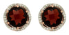 ESTATE 5.10CT DIAMOND & AAA GARNET 14KT ROSE GOLD 3D ROUND HALO STUD EARRINGS
