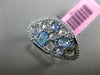 WIDE 2.83CT DIAMOND & GREEN AMETHYST & BLUE TOPAZ 14KT WHITE GOLD 3D CURVE RING