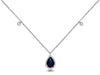 ESTATE 1.0CT DIAMOND & AAA SAPPHIRE 14KT WHITE GOLD 3D TEAR DROP HALO NECKLACE